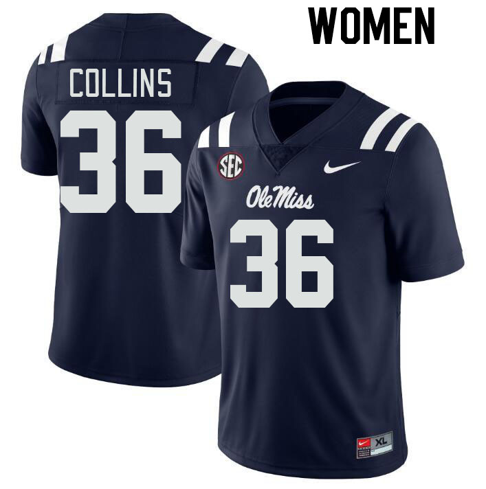 Women #36 Raymond Collins Ole Miss Rebels College Football Jerseys Stitched-Navy